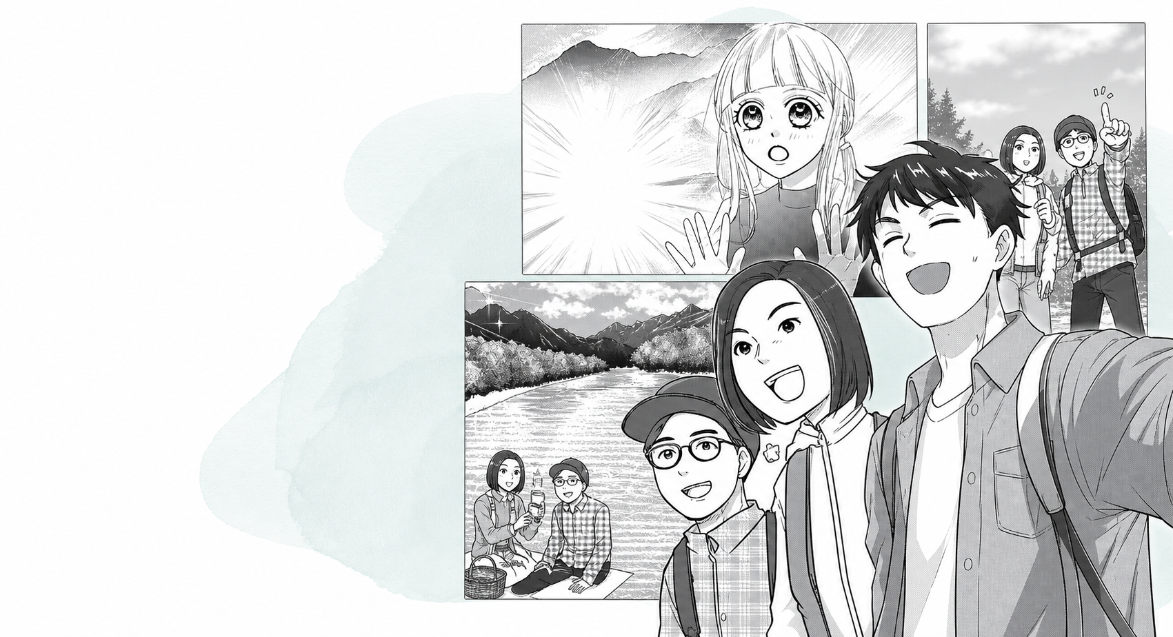 楢葉町で暮らす家族の漫画イラスト